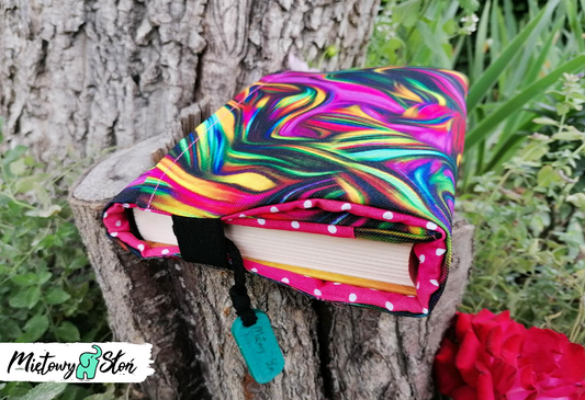 Otulacz / etui na książkę ~ ebru kolorowe