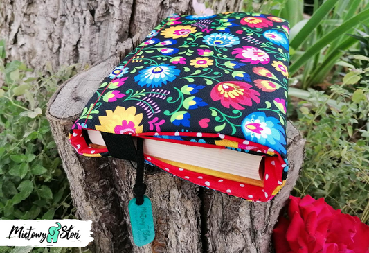 Otulacz / etui na książkę ~ folk czarny