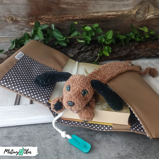 Komplet - otulacz / etui na książkę i zakładka ~ piesek