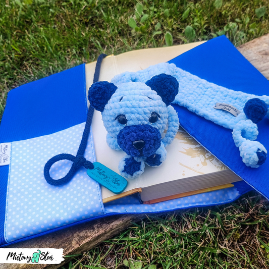 Komplet - otulacz / etui na książkę i zakładka ~ miś