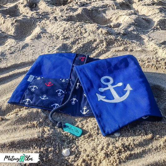 Otulacz / etui na książkę ~ haftowany ~ kotwica