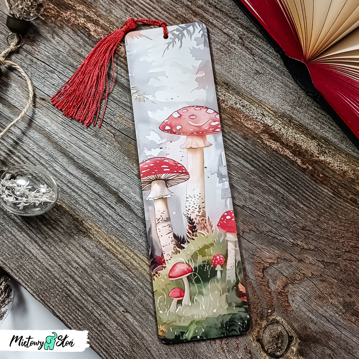 Zakładka do książki ~ drewniana ~ muchomory
