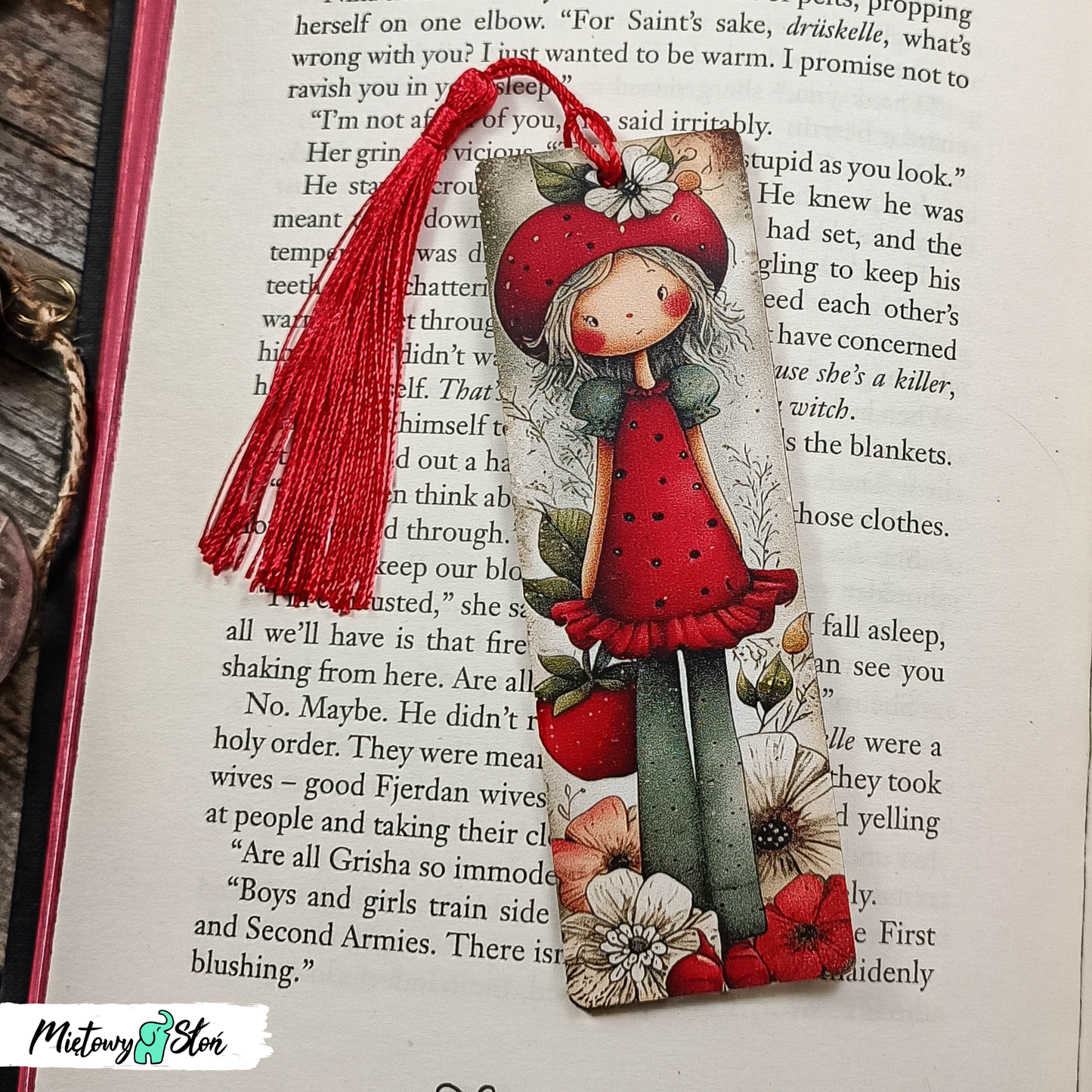 Zakładka do książki ~ drewniana ~ Truskawka