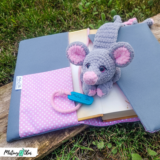 Komplet - otulacz / etui na książkę i zakładka ~ myszka