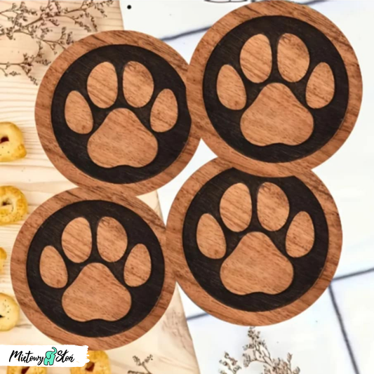 Podkładki pod kubek ~ komplet 6szt ~ drewniane ~ łapki