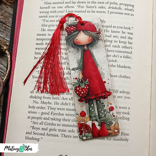 Zakładka do książki ~ drewniana ~ Truskawka