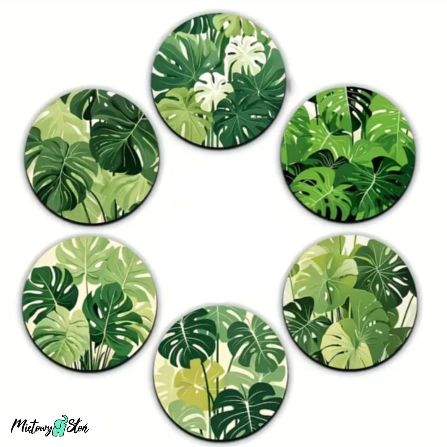 Podkładki pod kubek ~ komplet 6szt ~ drewniane ~ monstera