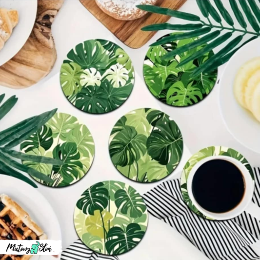 Podkładki pod kubek ~ komplet 6szt ~ drewniane ~ monstera