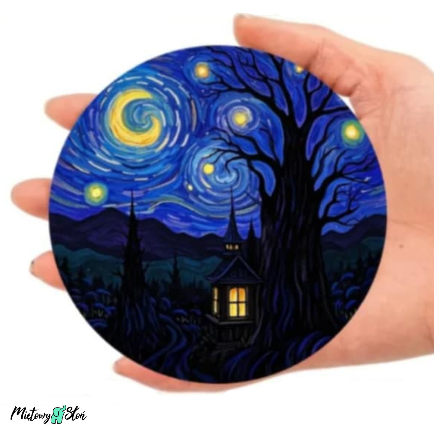 Podkładki pod kubek ~ komplet 6szt ~ drewniane ~ gwiaździsta noc