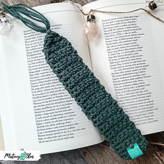 Zakładka da książki ~ sznurkowa ~ butelkowa zieleń