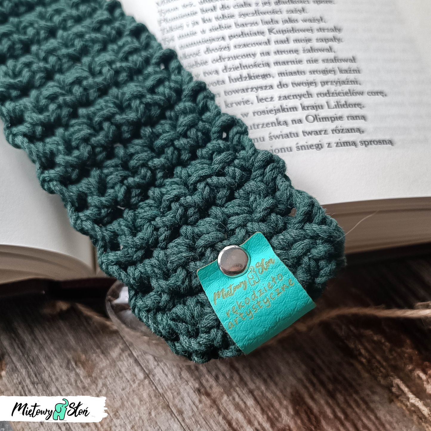 Zakładka da książki ~ sznurkowa ~ butelkowa zieleń