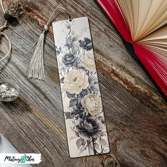 Zakładka do książki ~ drewniana ~ róże sepia