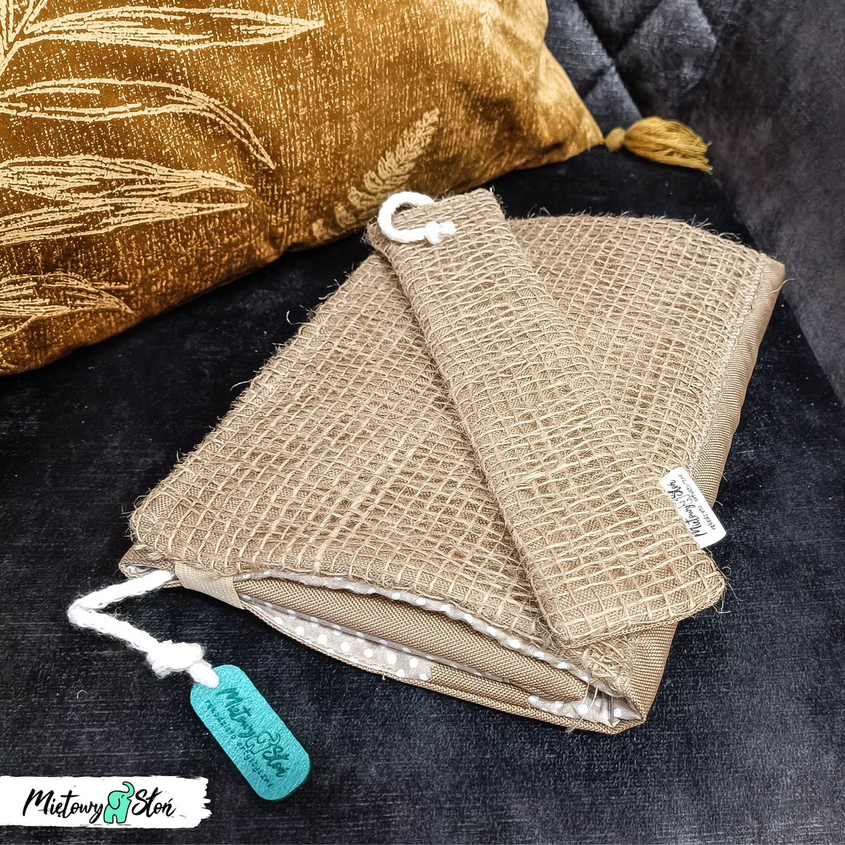 #zerowaste  Otulacz / etui na książkę i zakłądka ~ jutowy