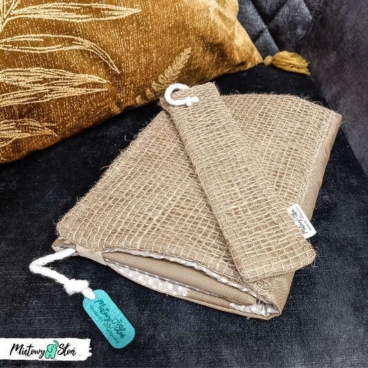 #zerowaste  Otulacz / etui na książkę i zakłądka ~ jutowy