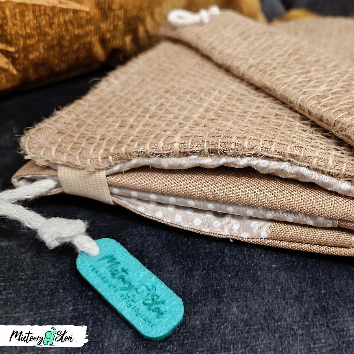 #zerowaste  Otulacz / etui na książkę i zakłądka ~ jutowy