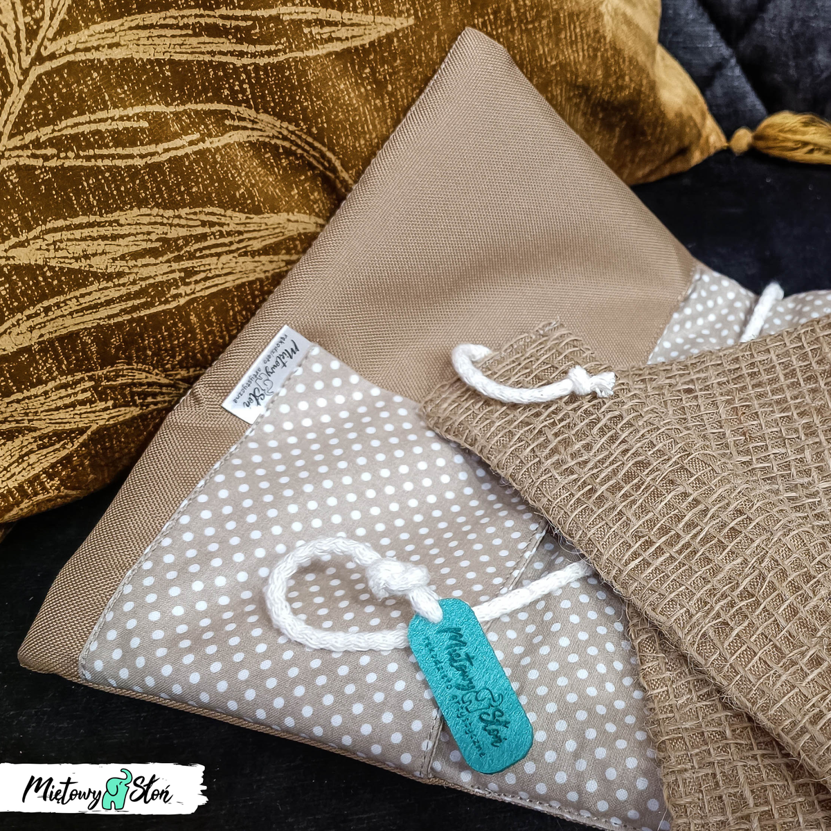 #zerowaste  Otulacz / etui na książkę i zakłądka ~ jutowy